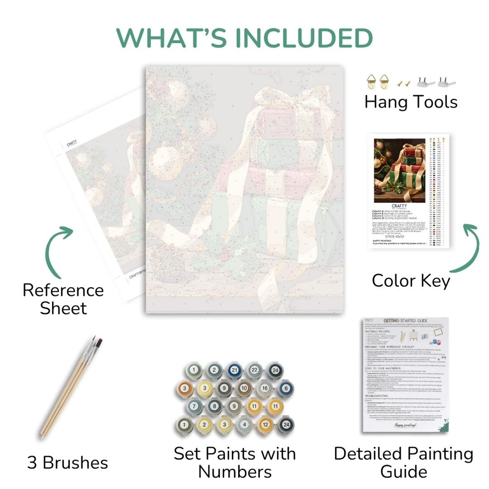 Gilded Gifts & Garland paint by numbers artwork