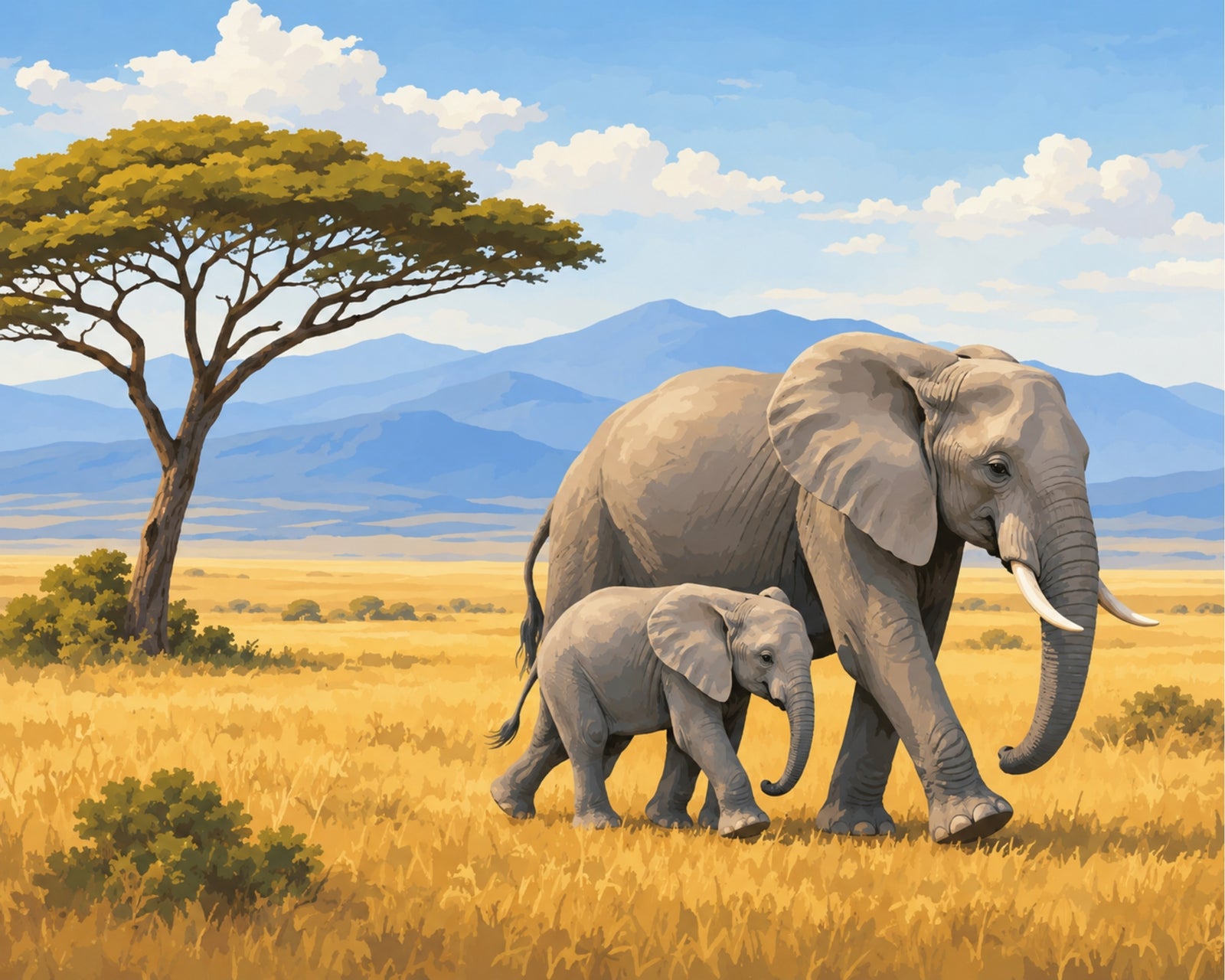 Savanna Elephants Together