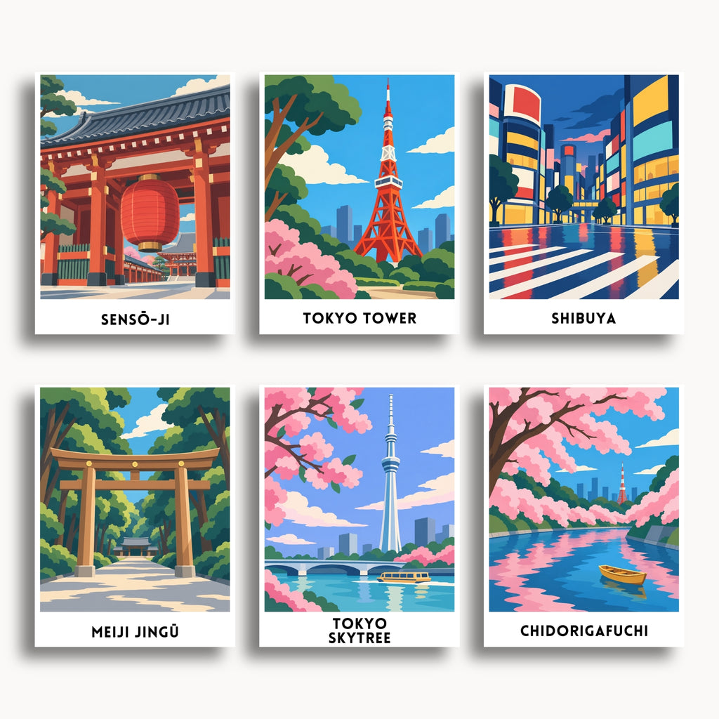 Tokyo travel poster mini paint by numbers collection