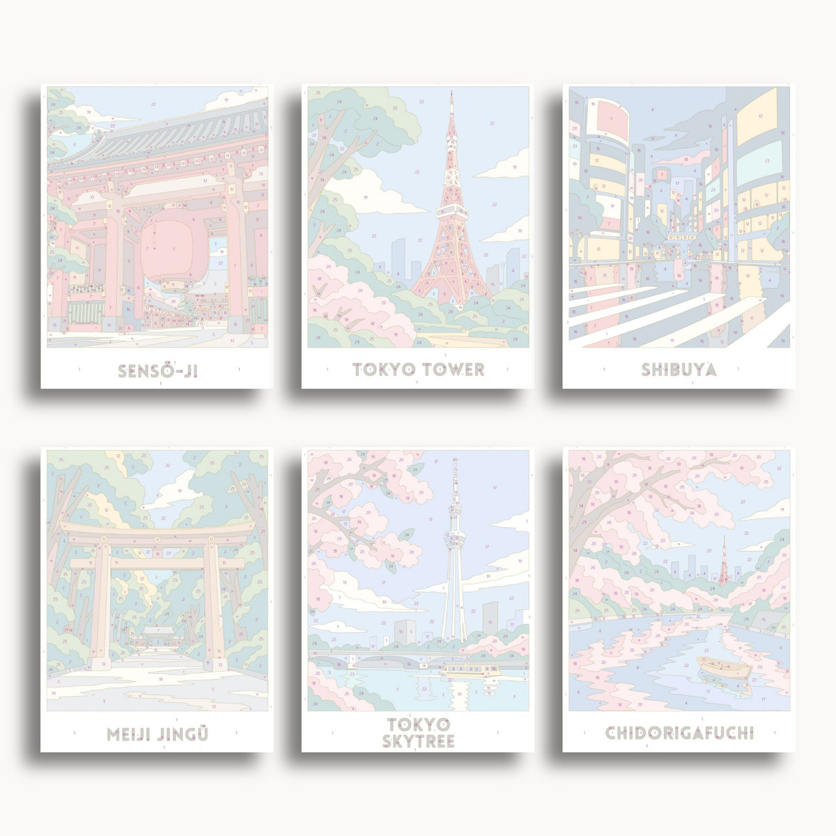 Tokyo travel poster mini paint by numbers collection