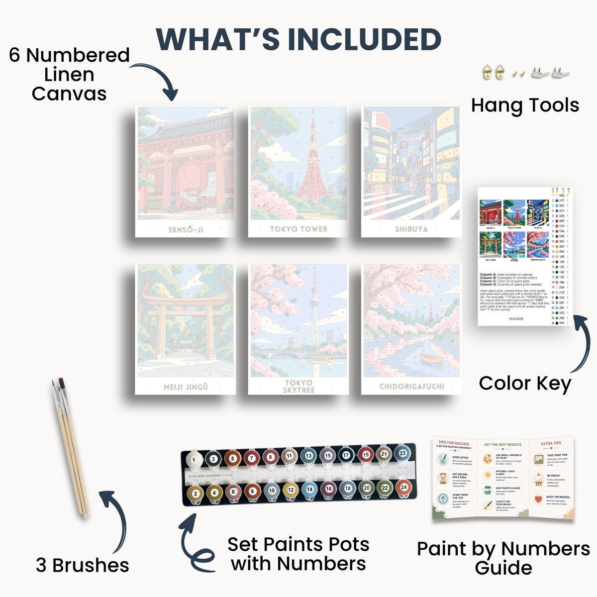 Tokyo travel poster mini paint by numbers collection