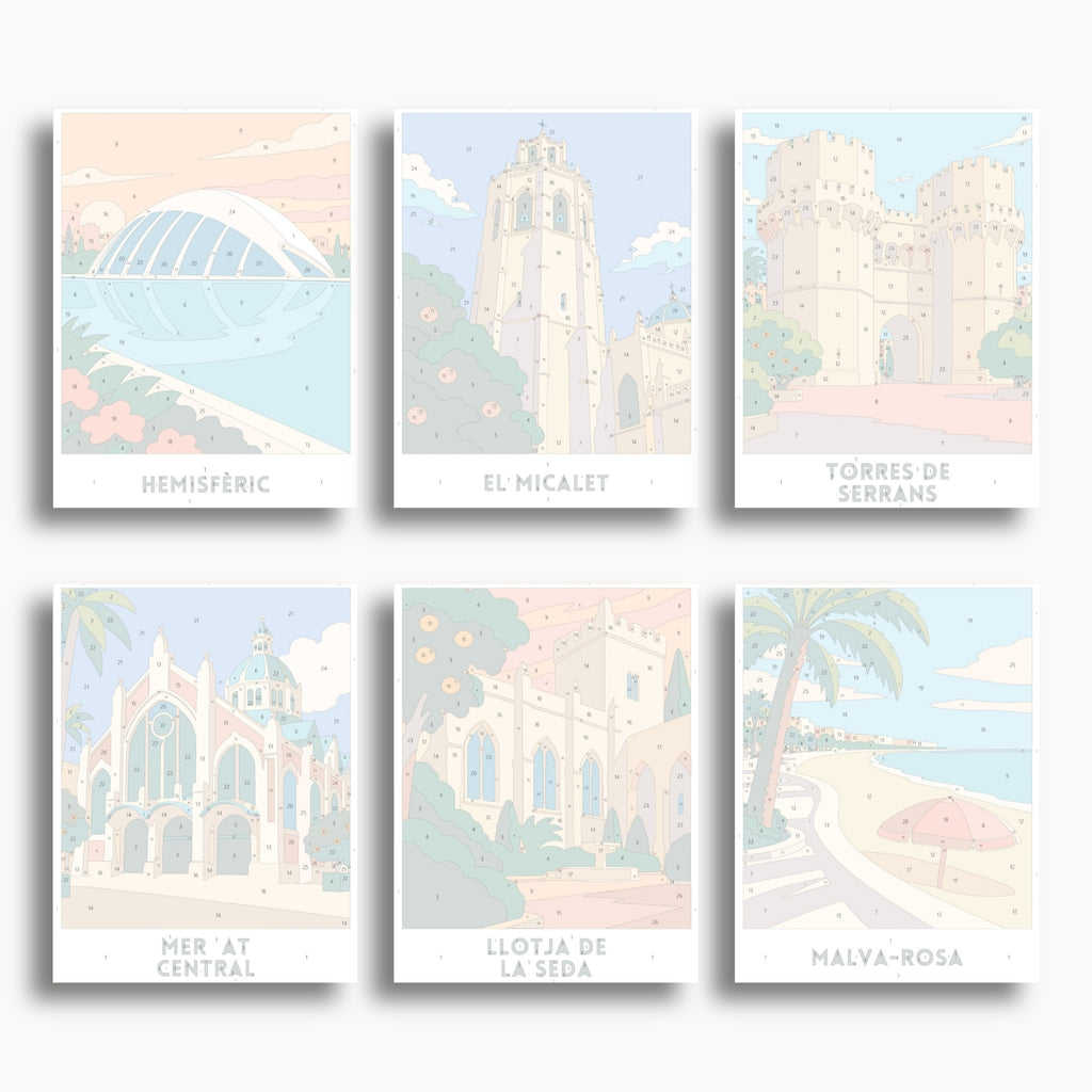 Valencia travel poster mini paint by numbers collection