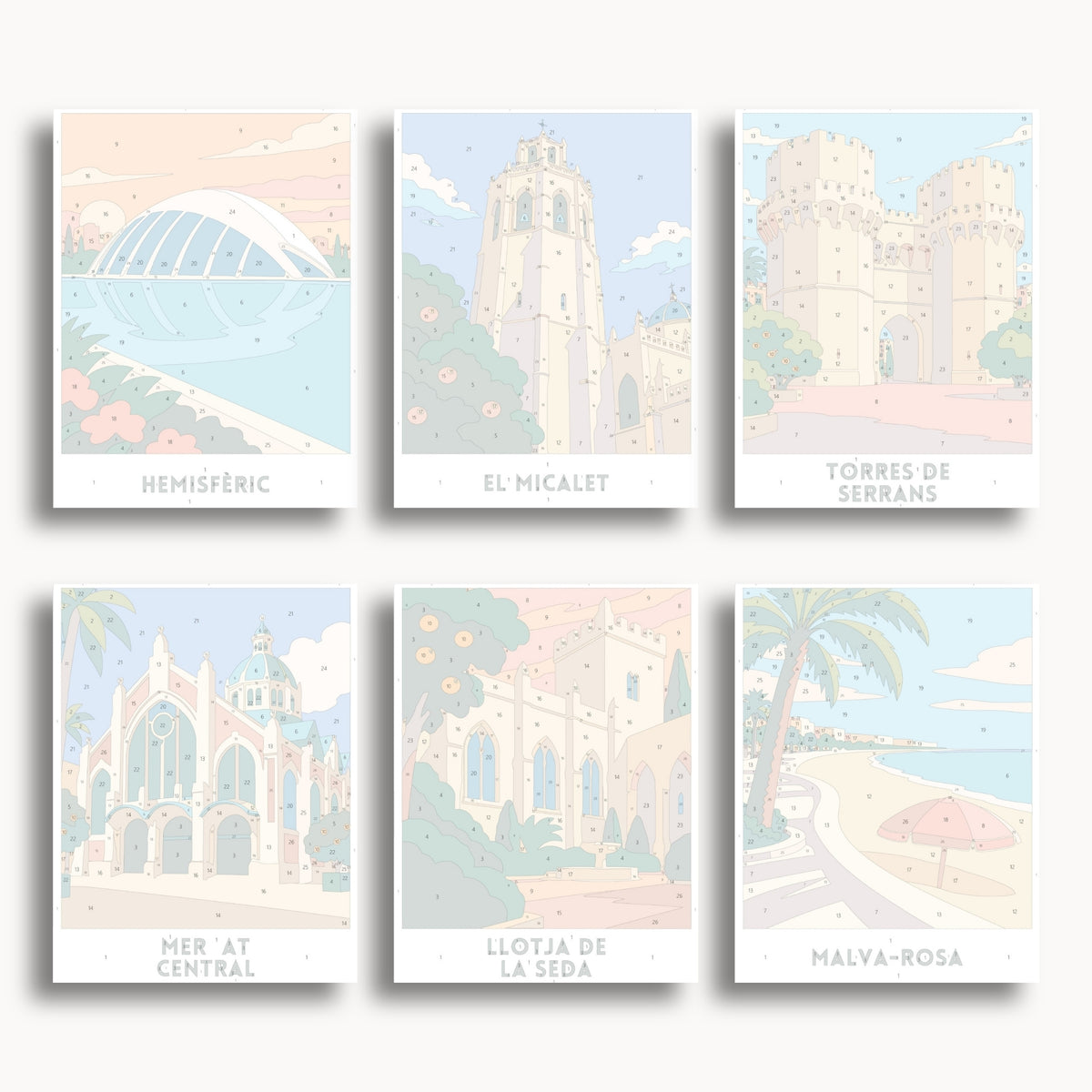 Valencia travel poster mini paint by numbers collection