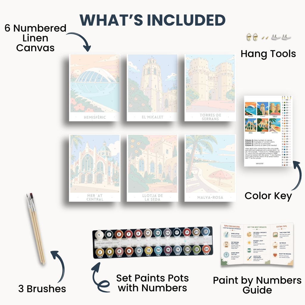 Valencia travel poster mini paint by numbers collection