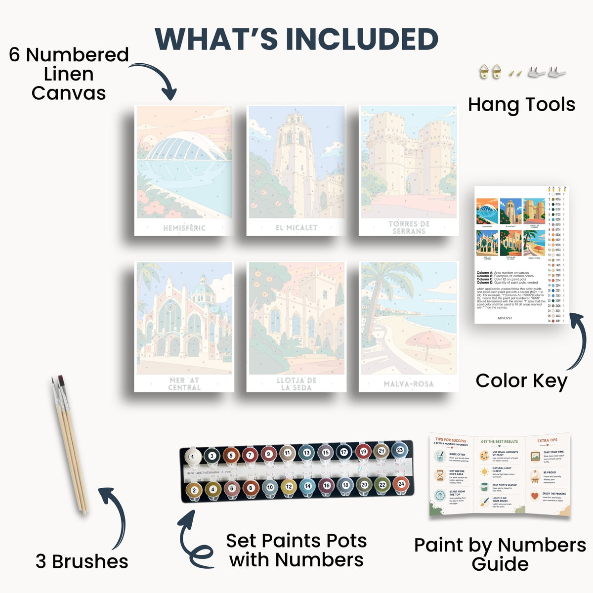 Valencia travel poster mini paint by numbers collection