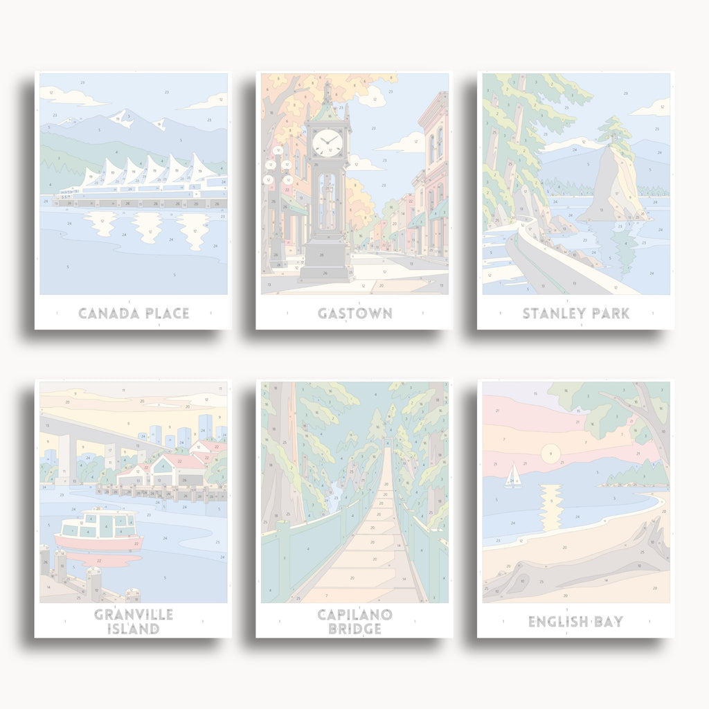 Vancouver travel poster mini paint by numbers collection