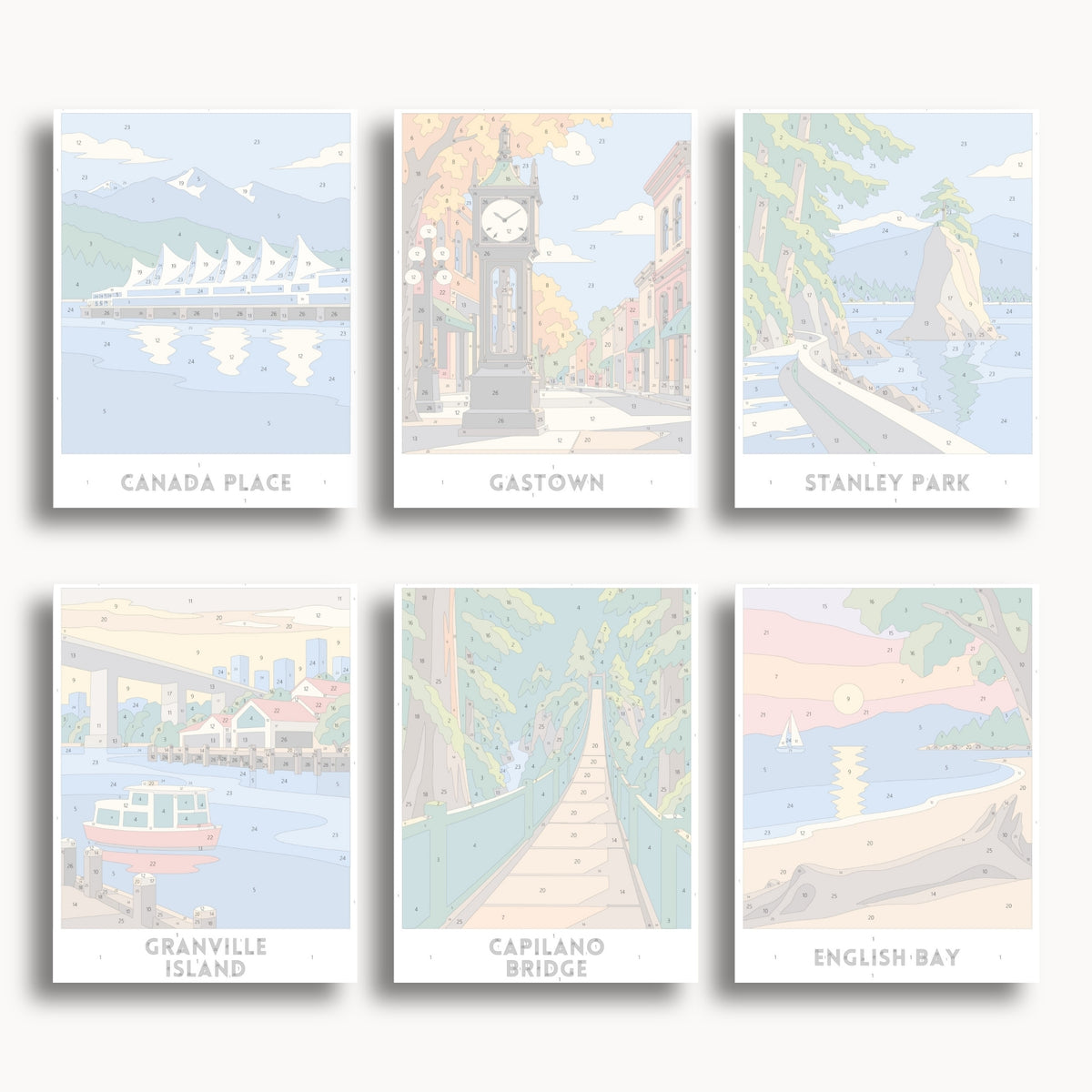 Vancouver travel poster mini paint by numbers collection