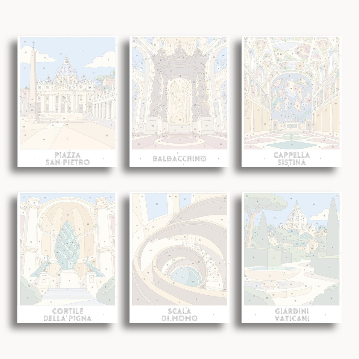 Vatican City travel poster mini paint by numbers collection