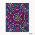 Velvet Radiance Mandala Paint by Numbers kit featuring a lush mandala with jewel-toned fuchsias, teal waves, and golden accents creating an elegant and calming design