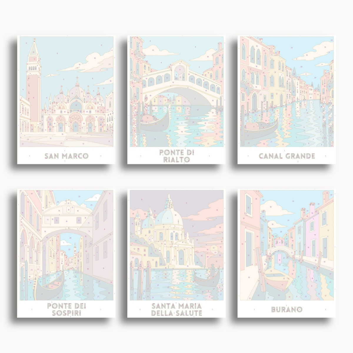 Venice travel poster mini paint by numbers collection