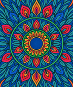 Close-up of the Verdant Fire linen canvas showing detailed numbered sections for easy and precise painting