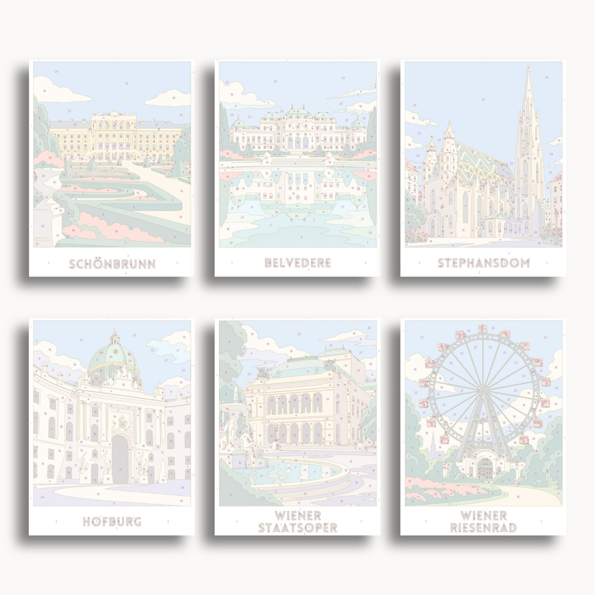 Vienna travel poster mini paint by numbers collection