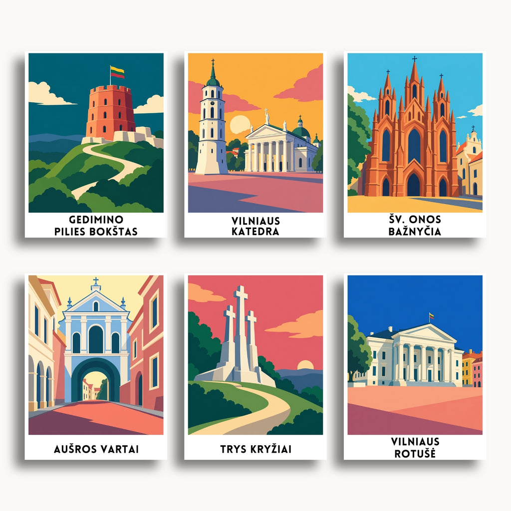 Vilnius travel poster mini paint by numbers collection