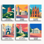Vilnius travel poster mini paint by numbers collection