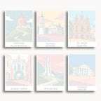 Vilnius travel poster mini paint by numbers collection