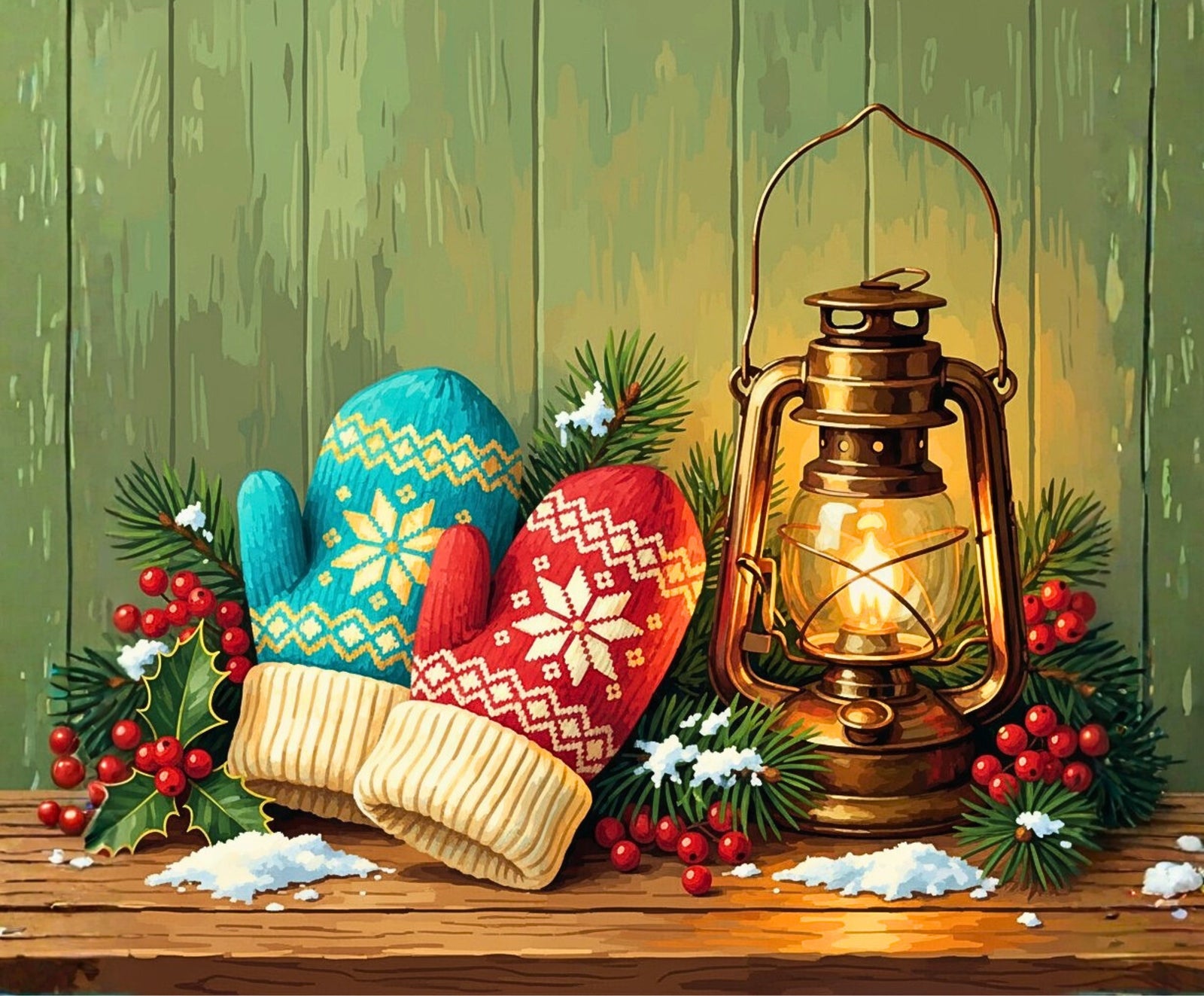 Warmth in the Pines paint by numbers artwork