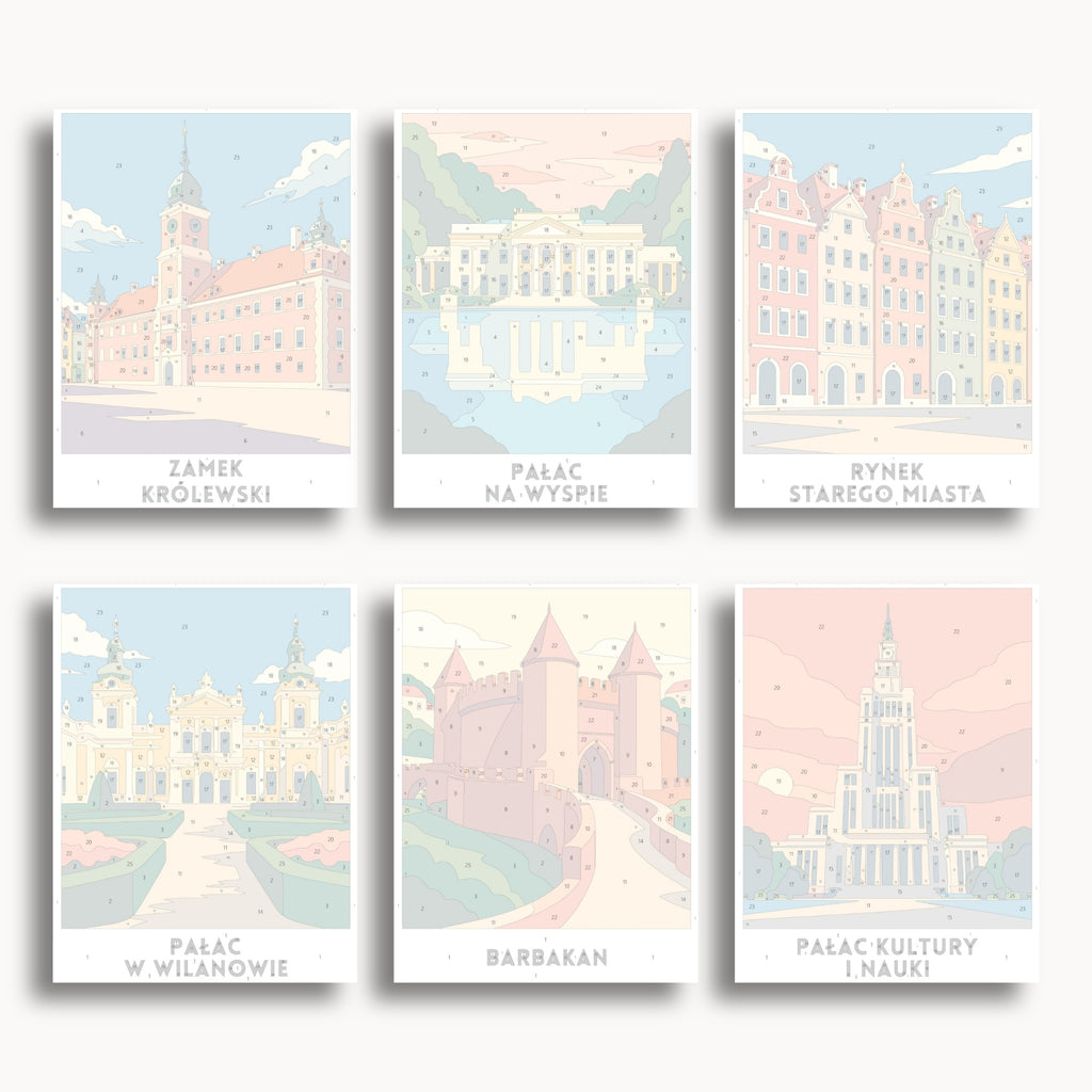Warsaw travel poster mini paint by numbers collection