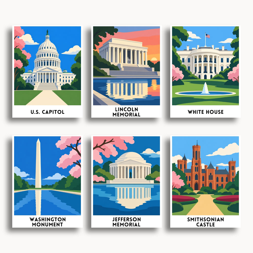 Washington, D.C. travel poster mini paint by numbers collection