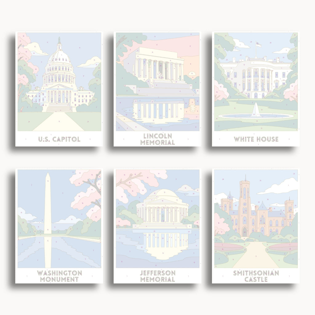 Washington, D.C. travel poster mini paint by numbers collection