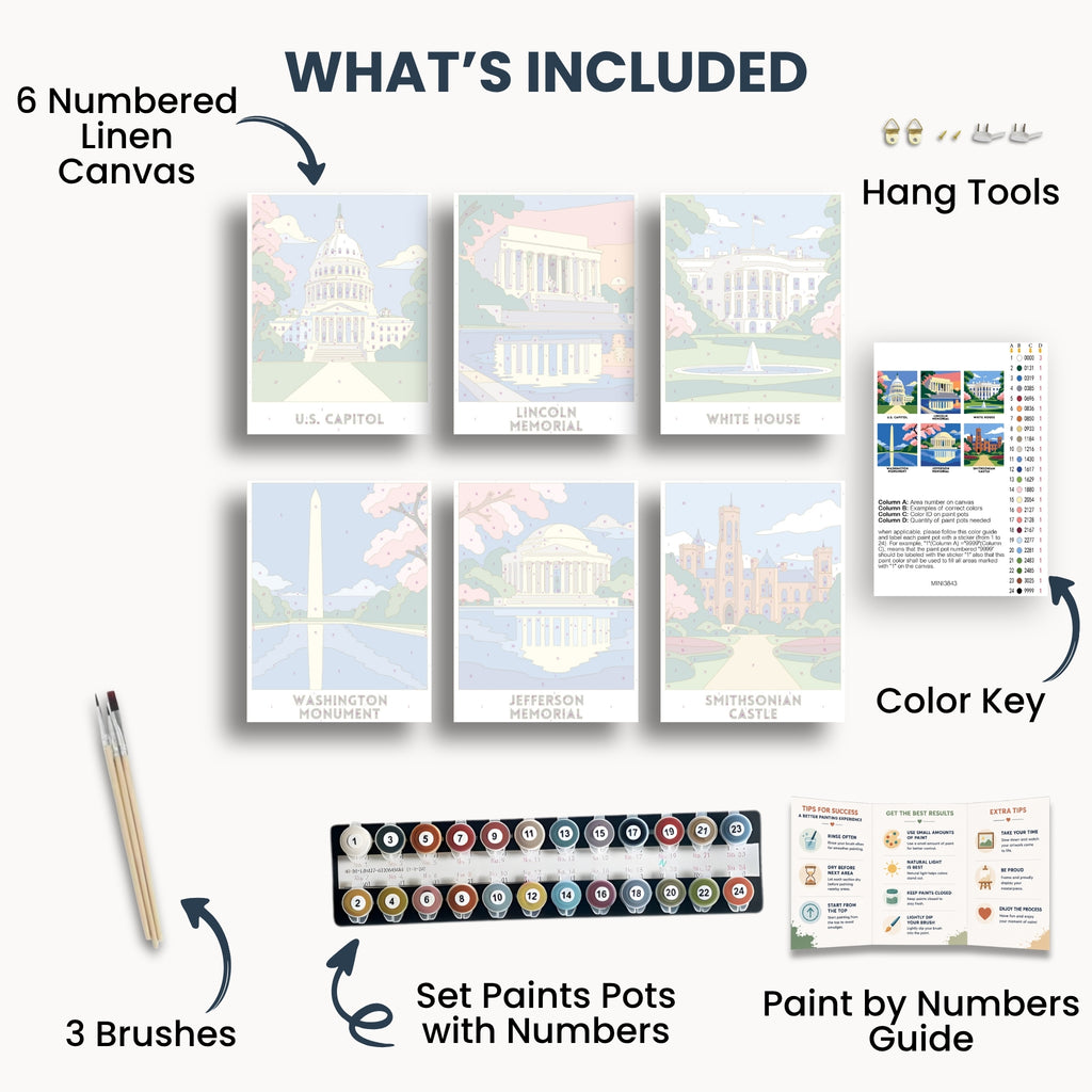 Washington, D.C. travel poster mini paint by numbers collection