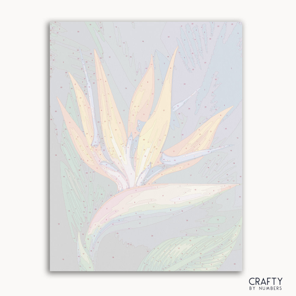 Flower Bird of Paradise paint by number artwork inspired by famous paintings and van gogh famous paintings styles showing vibrant colors.