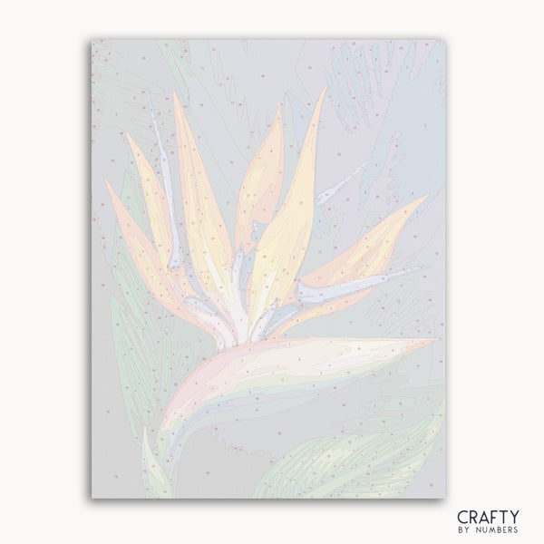 Flower Bird of Paradise paint by number artwork inspired by famous paintings and van gogh famous paintings styles showing vibrant colors.