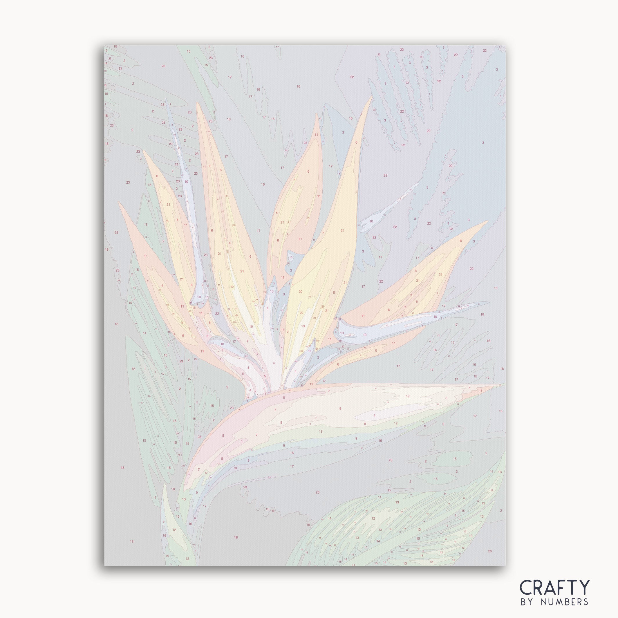 Flower Bird of Paradise paint by number artwork inspired by famous paintings and van gogh famous paintings styles showing vibrant colors.