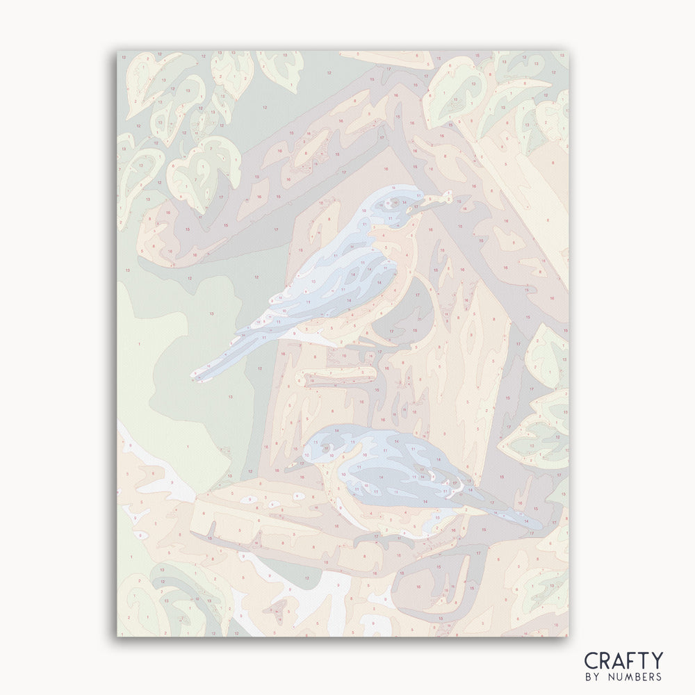 Bluebirds paint by number artwork inspired by famous paintings and famous artists paintings.