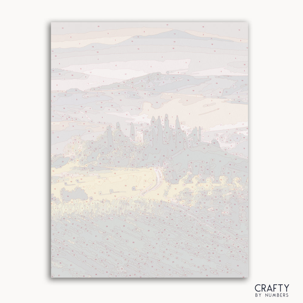 Tuscany landscape paint by numbers kit with rolling hills