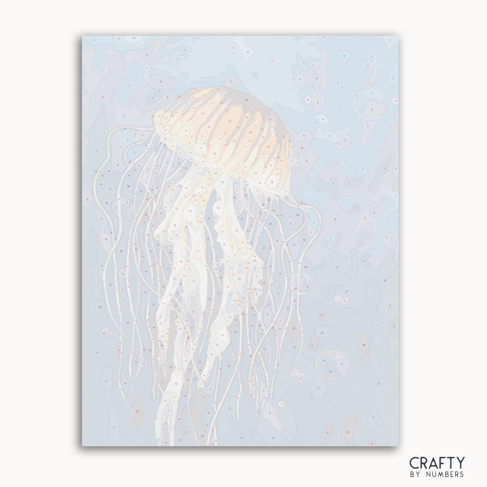 Deep Sea Jellyfish Paint by Numbers inspired by famous paintings with vibrant colors and detailed design.
