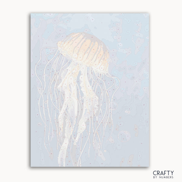 Deep Sea Jellyfish Paint by Numbers inspired by famous paintings with vibrant colors and detailed design.
