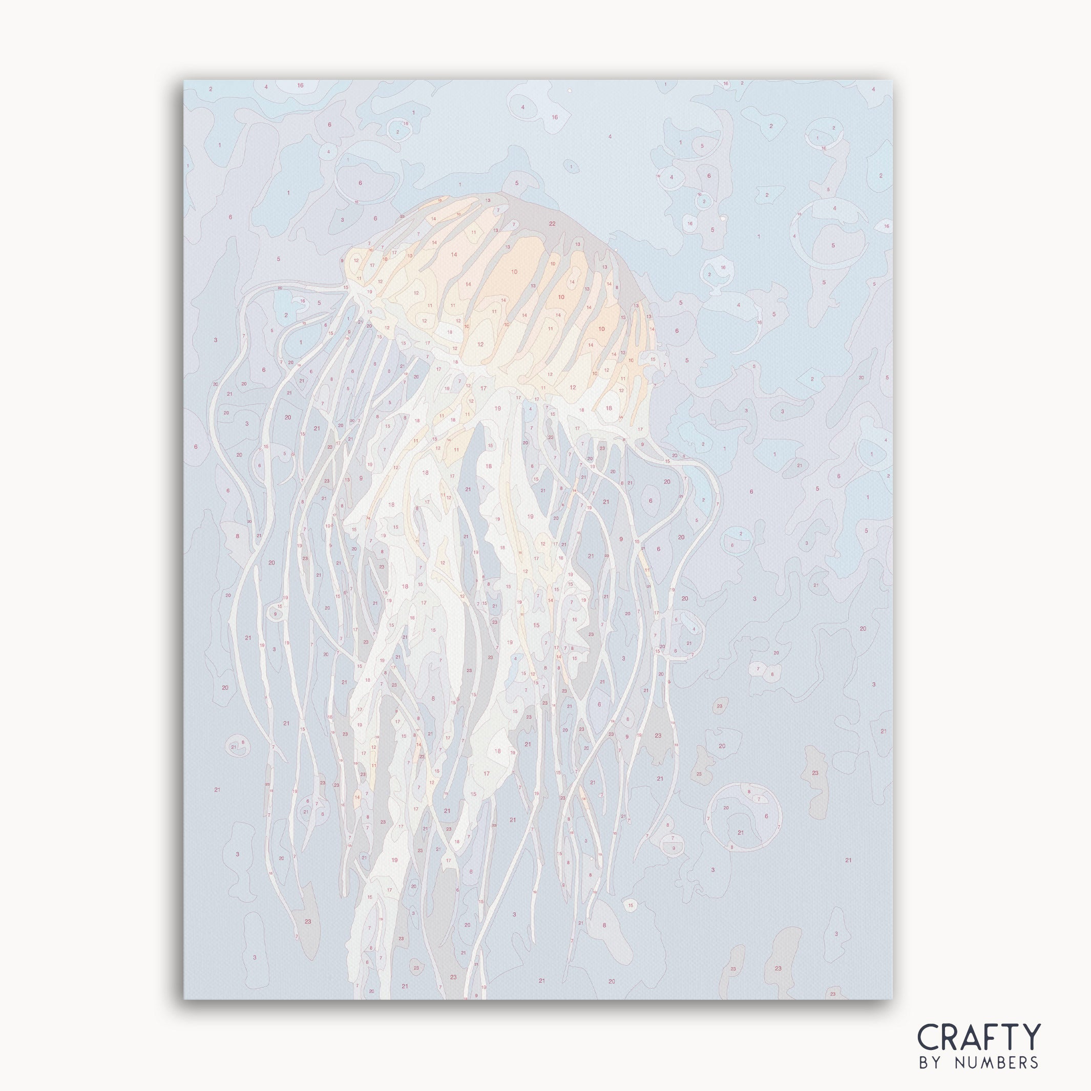 Deep Sea Jellyfish Paint by Numbers inspired by famous paintings with vibrant colors and detailed design.