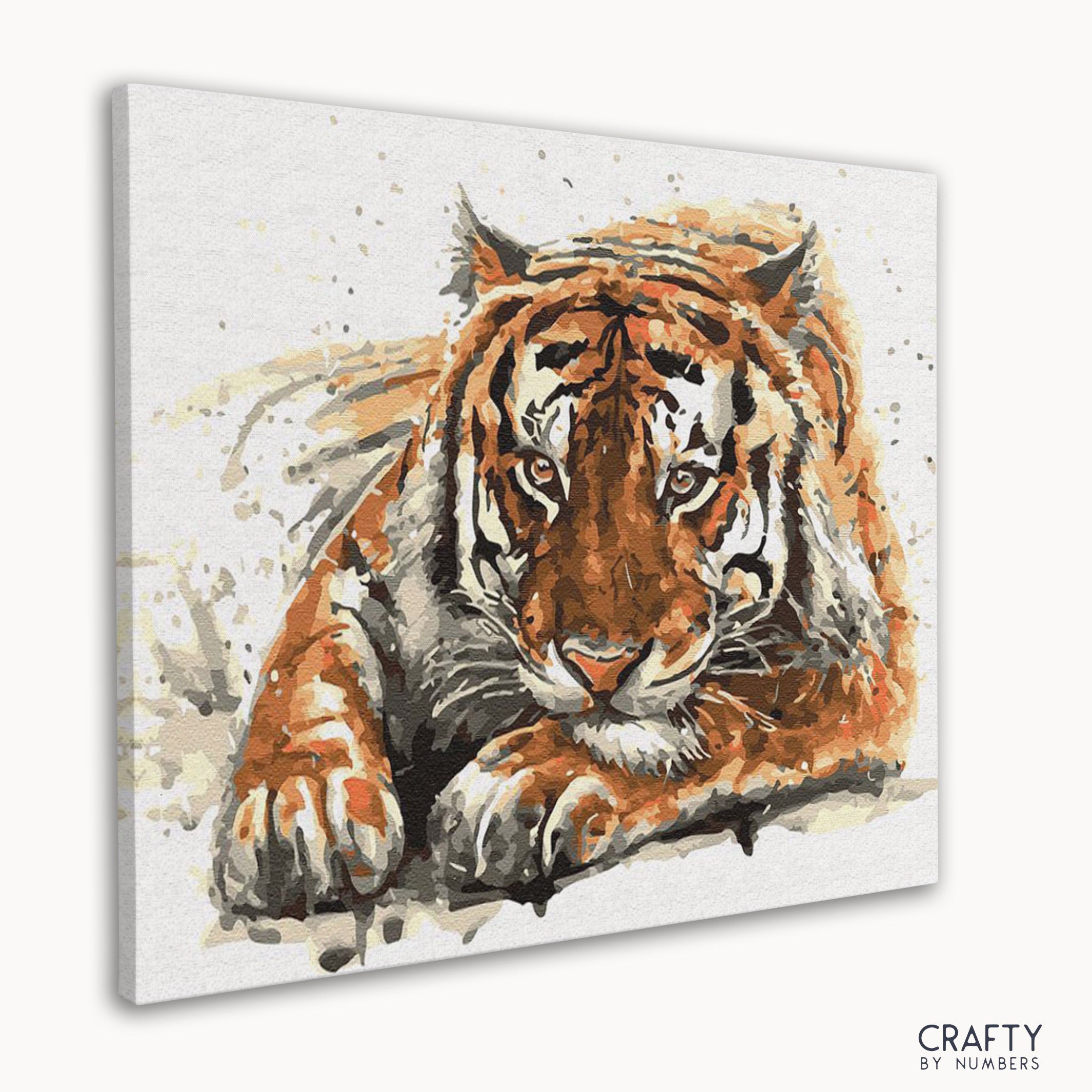 Stunning Amur Tiger paint by number artwork echoing styles seen in pablo picasso famous paintings and famous paintings of people.