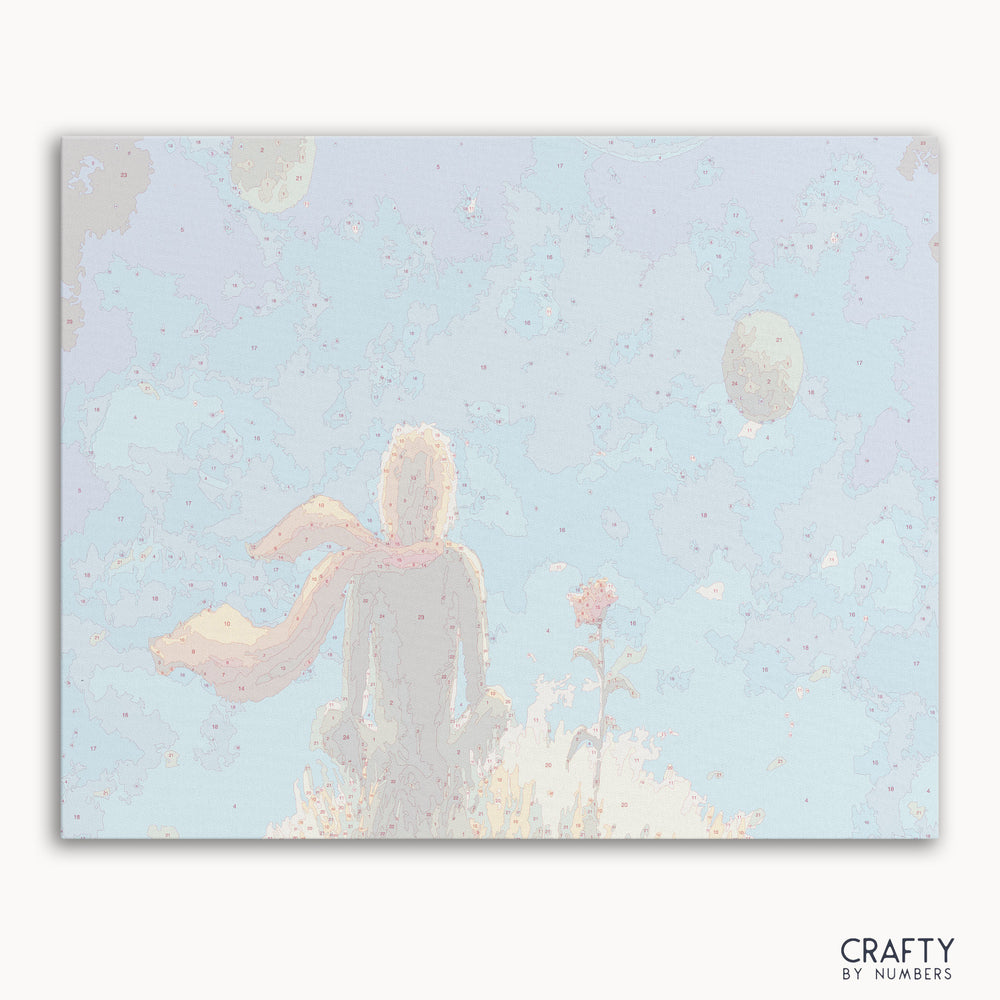 The Little Prince paint by number featuring vibrant colors, inspired by famous paintings and vincent van gogh famous paintings style.