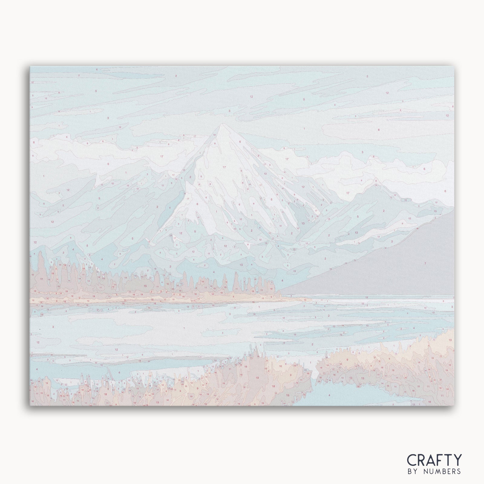 Still and Silent Mountains paint by numbers kit with canvas and paints