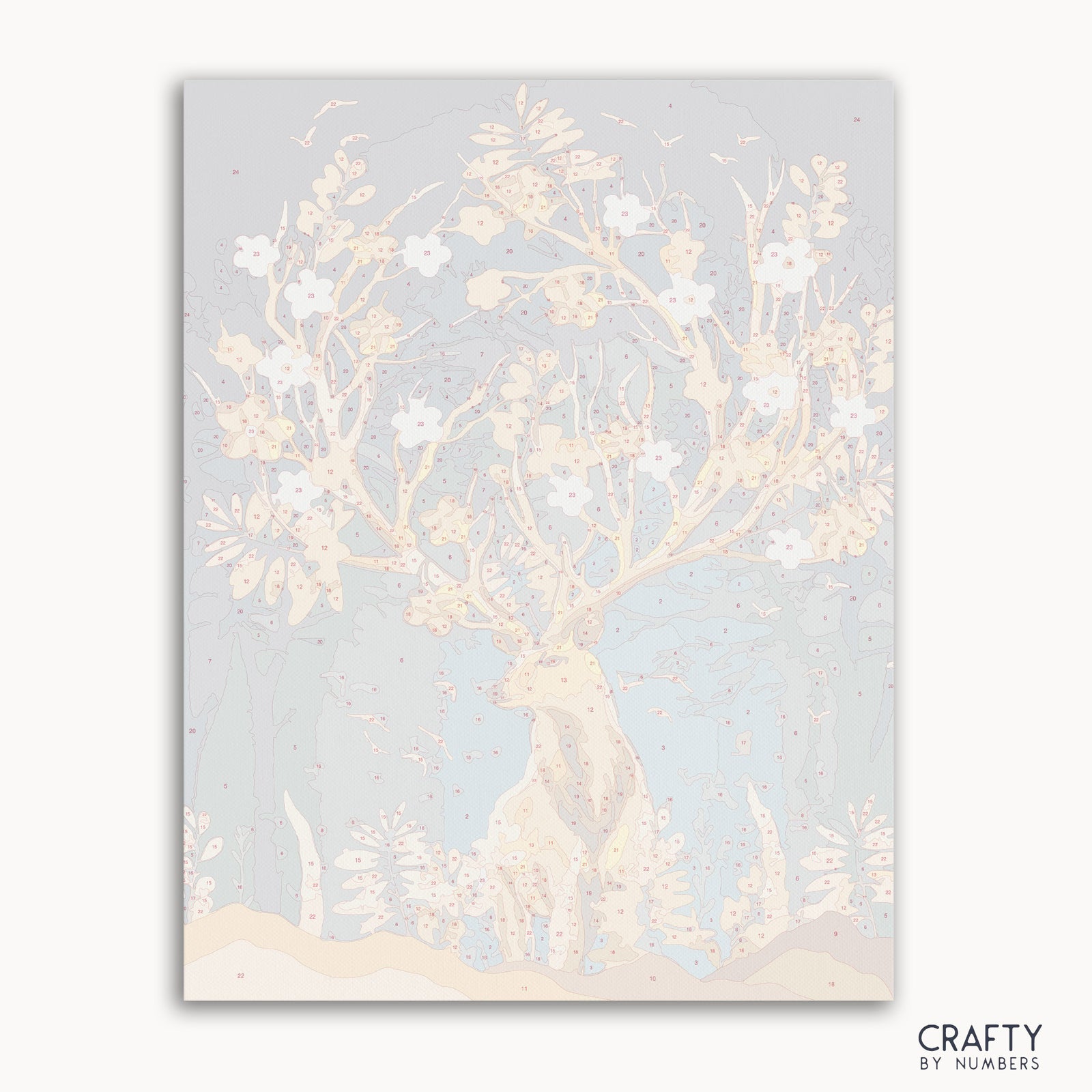 Pintura de ciervo con cuernos dorados por números con colores vibrantes inspirados en pinturas famosas y el estilo de pinturas famosas de Van Gogh.