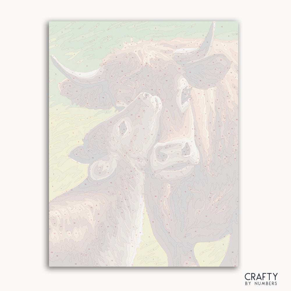 Cow Mother's Care paint by number featuring detailed brushwork inspired by famous paintings and van gogh famous paintings styles.