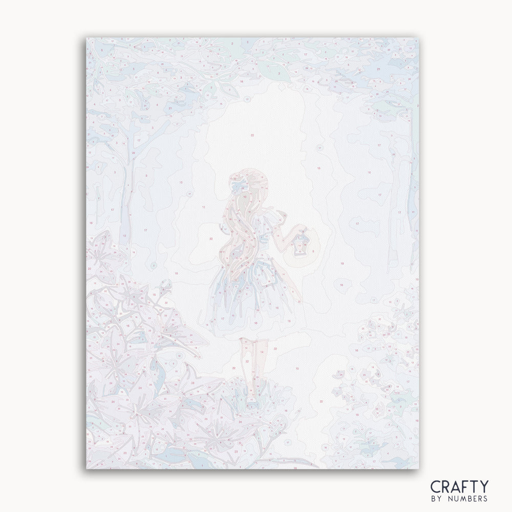 Alice in Wonderland paint by number featuring vibrant colors inspired by famous paintings and van gogh famous paintings style.