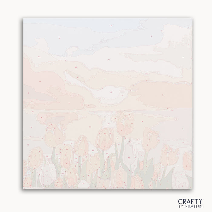 Colorful Twilight Tulips painted by kids inspired by famous paintings and famous flower paintings.