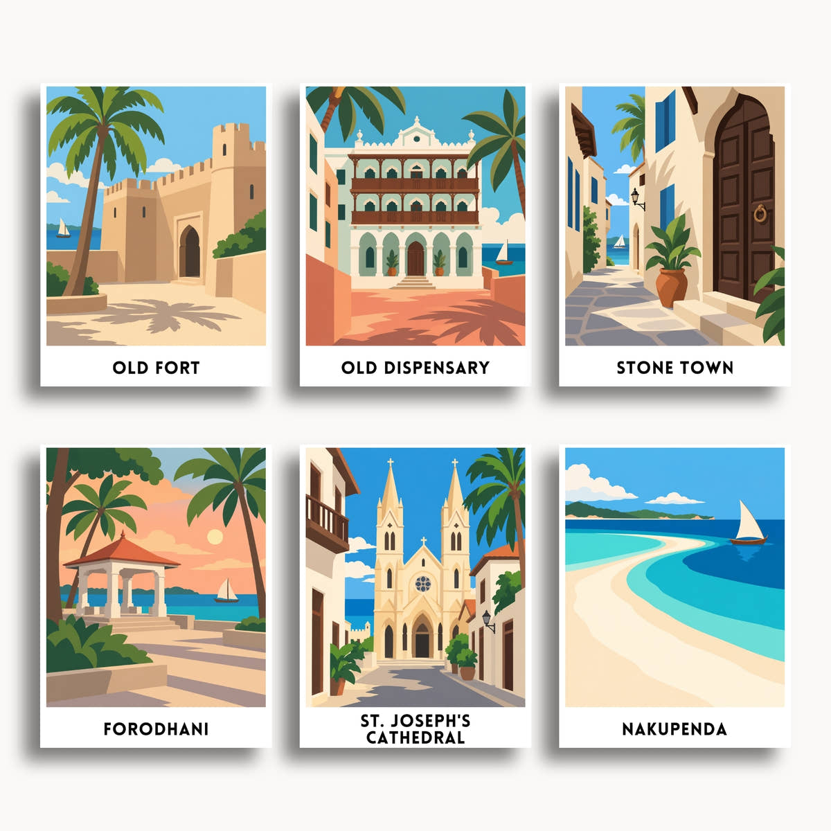 Zanzibar travel poster mini paint by numbers collection