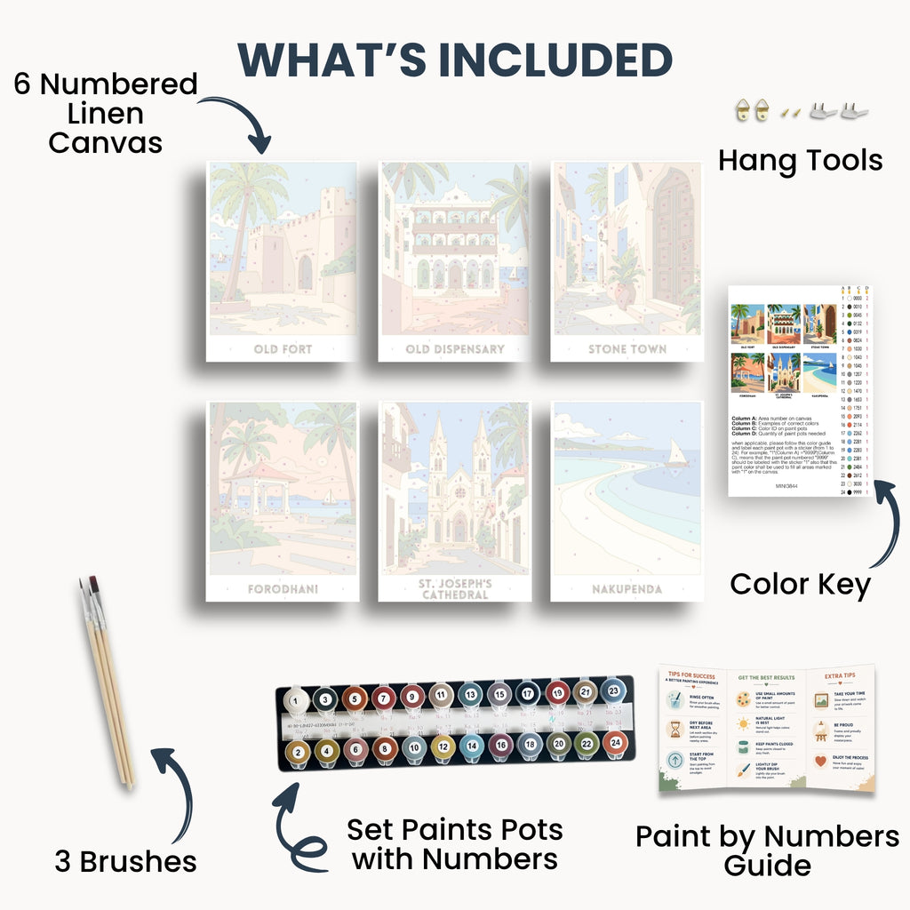 Zanzibar travel poster mini paint by numbers collection