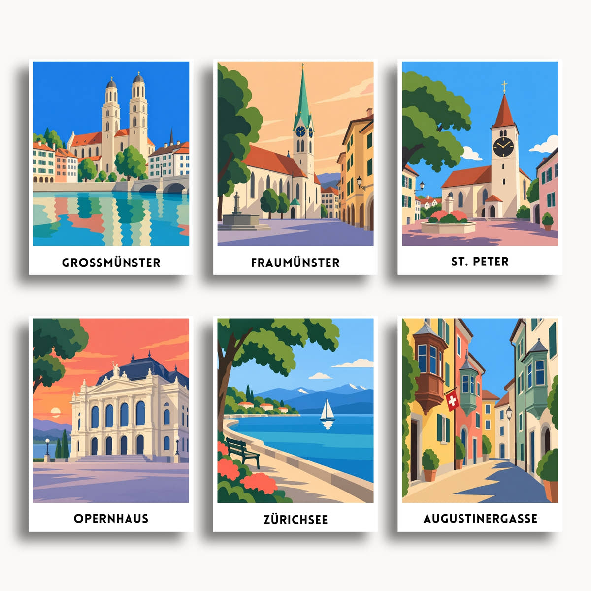 Zurich travel poster mini paint by numbers collection