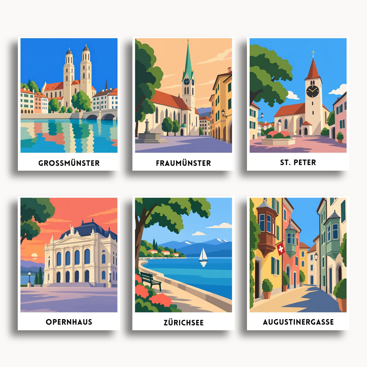 Zurich travel poster mini paint by numbers collection
