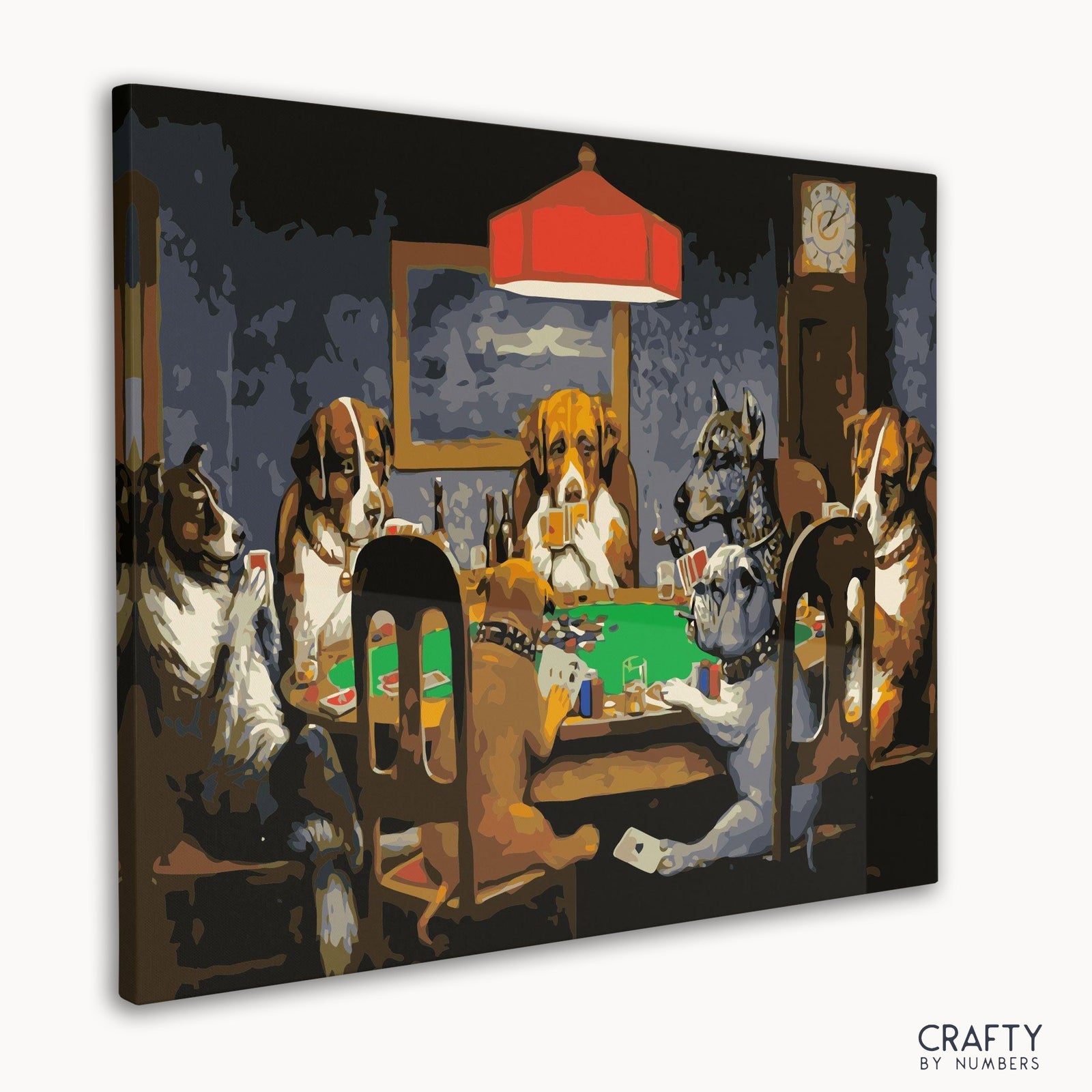 Close-up of a Friend in Need Dogs Playing Poker on the numbered canvas