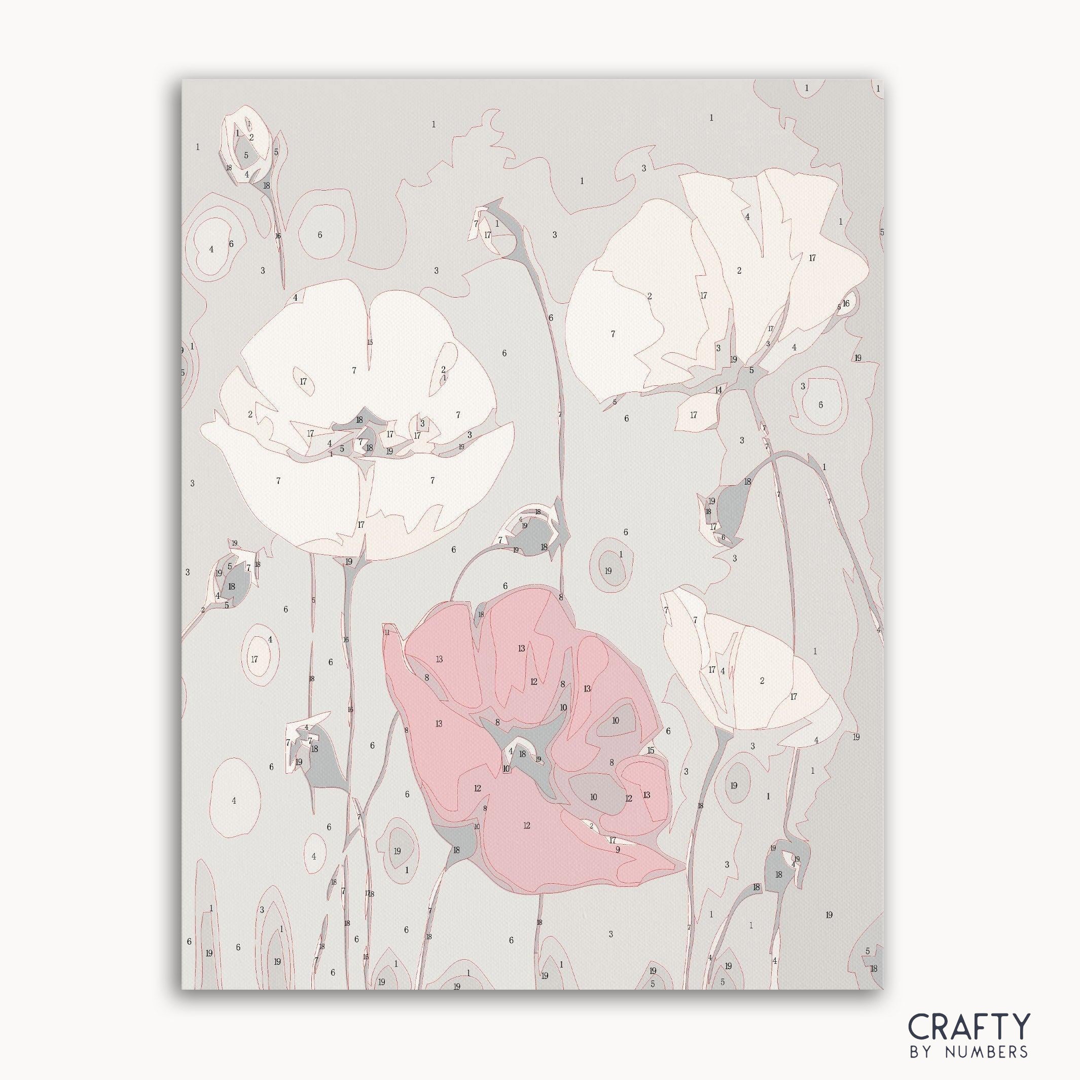 Abstract Flowers paint by number inspired by famous paintings, evoking the style of van gogh famous paintings and famous abstract paintings.