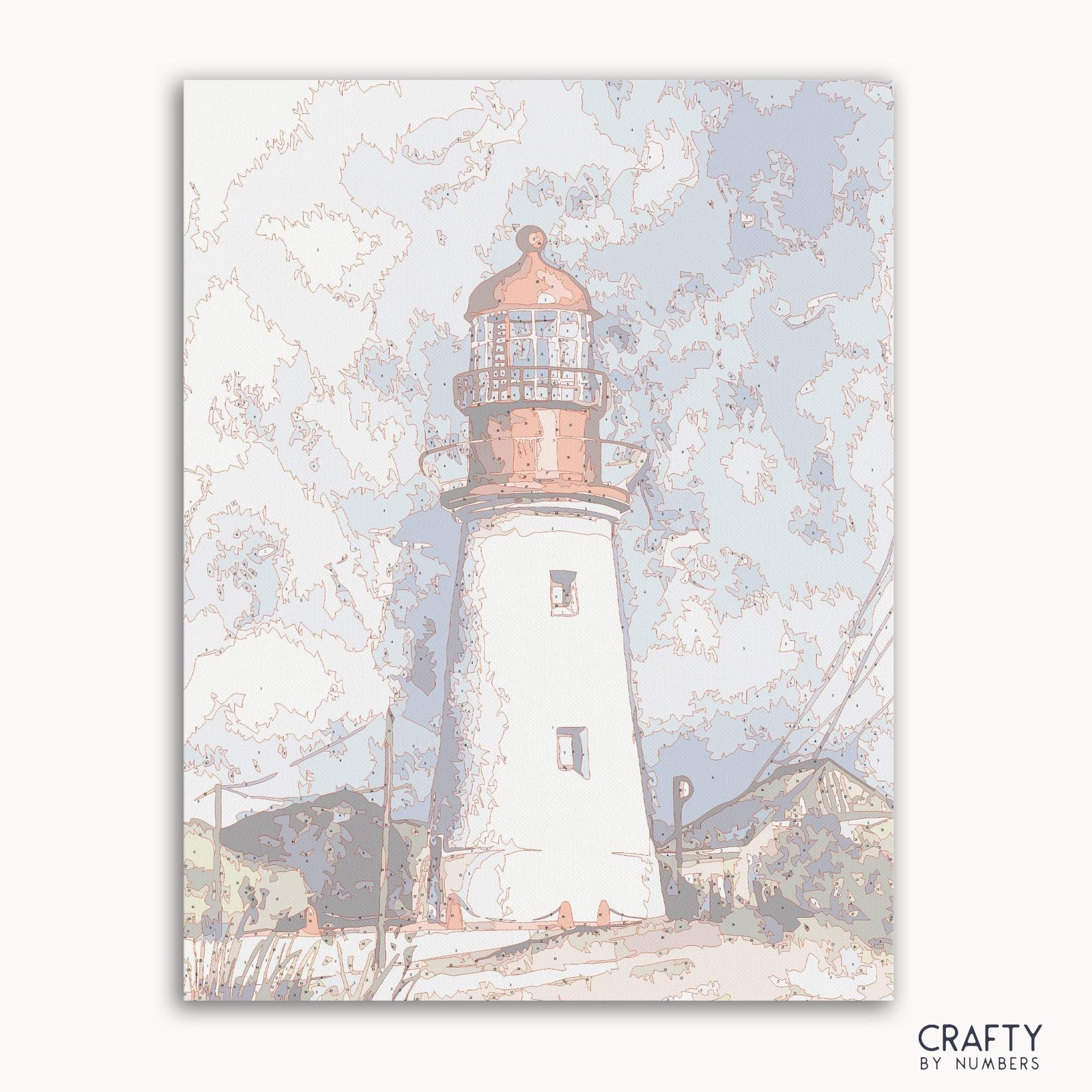 Red and white lighthouse beneath a bright blue sky