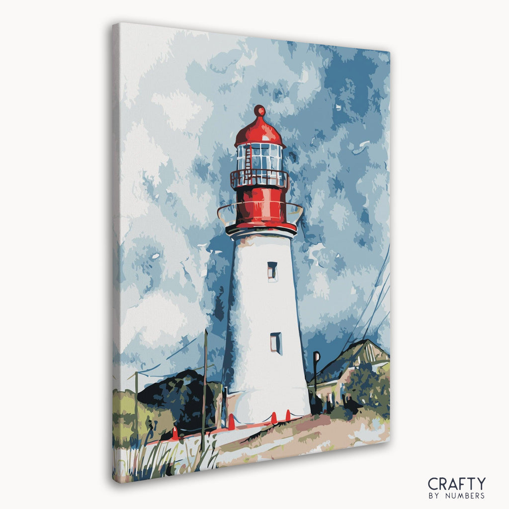 Acrylic paints set included in Abstract Lighthouse by Numbers kit with brushes