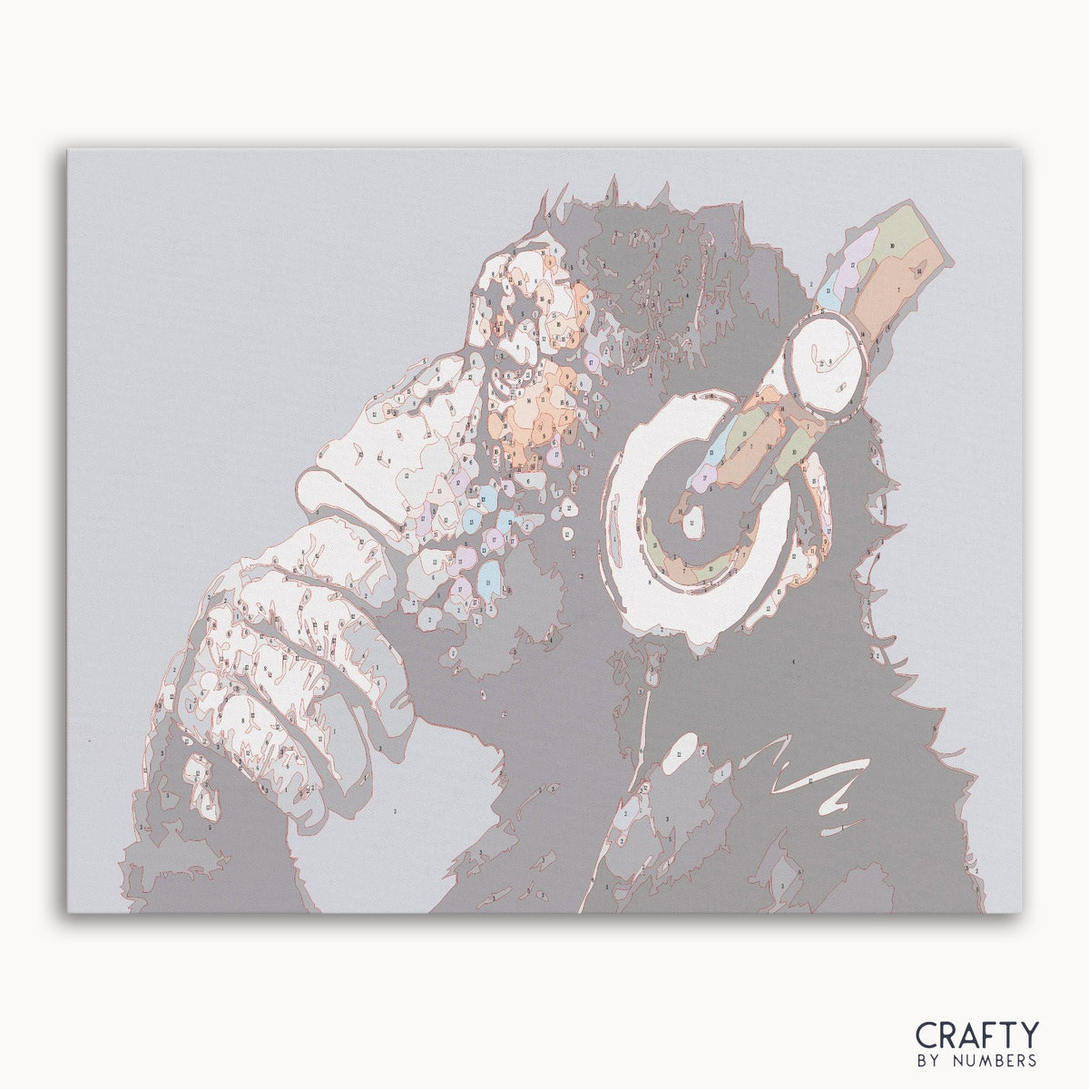 Abstract monkey paint by number with vivid colors inspired by famous paintings and famous abstract paintings style.