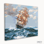 Colorful abstract sailing ship paint by numbers resembling vincent van gogh famous paintings style.