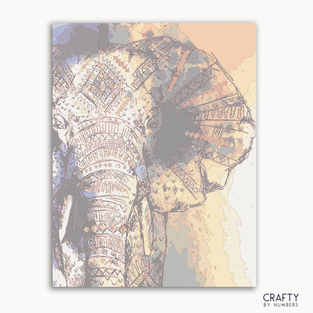 African Elephant paint by number with a style inspired by famous paintings and van gogh famous paintings elements.
